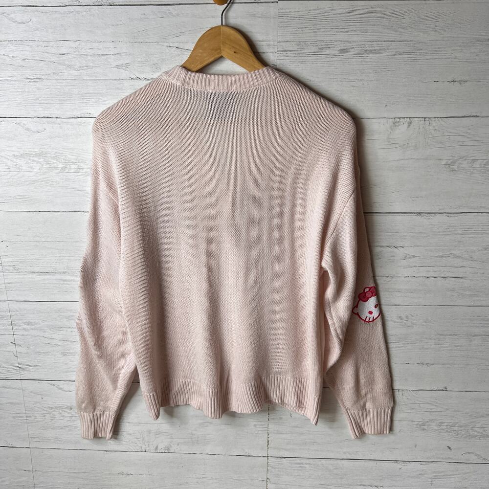 Hello Kitty Sweater Womens Size Small Pink Strawberry Milk Skimmer Cardigan - Picture 15 of 16